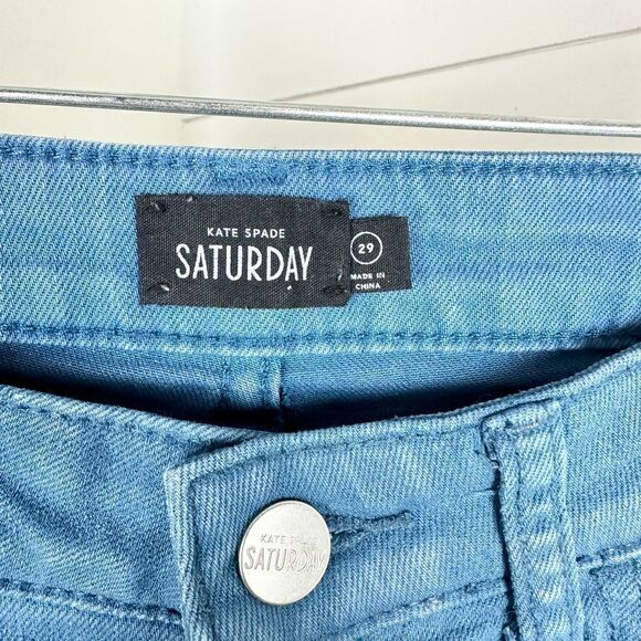 Kate Spade Saturday Coated Skinny Jeans Size 29 Blue High Rise - Picture 4 of 5